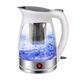 DameCo 1.7L Glass Electric Kettle,Eco Water Kettle with Illuminated Led, Cordless Water Boiler with Stainless Steel Inner Lid & Base,Fast Boil Auto-Off & Boil-Dry Protection,1850W interesting