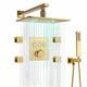 Shower System Concealed Thermostatic Shower Set Rainfall Shower Head and Hose Set Brushed Gold lofty ambition