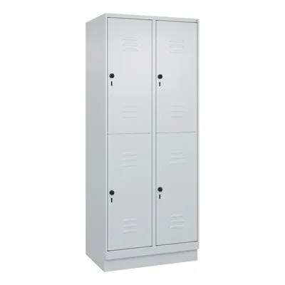 C+P Spind Classic PLUS, Sockel, 4 Abteile, HxBxT 195x80x50cm, Sicherheitsdrehriegel, Verkehrsweiß von PROREGAL Image