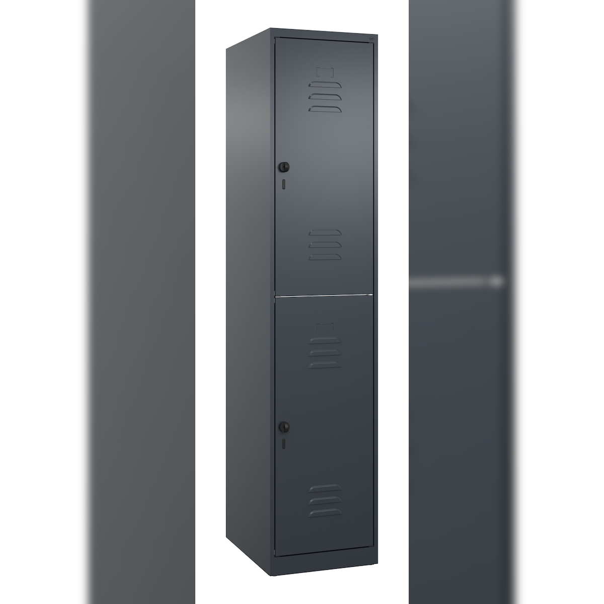 C+P Spind Classic PLUS, 2 Abteile, HxBxT 185x40x50cm, Sicherheitsdrehriegel, Anthrazit von PROREGAL Image
