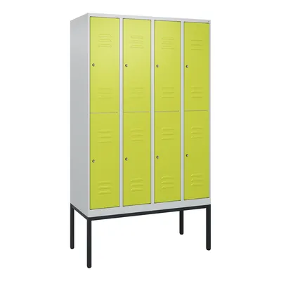 C+P Spind Classic PLUS, Gestell, 8 Abteile, HxBxT 212x120x50cm, Zylinderschloss, Hellgrau/Viridingrün von PROREGAL Image