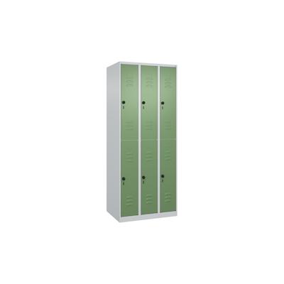 C+P Spind Classic PLUS, 6 Abteile, HxBxT 185x75x50cm, Sicherheitsdrehriegel, Hellgrau/Resedagrün von PROREGAL Image