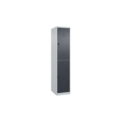 C+P Spind Classic PLUS, 2 Abteile, HxBxT 185x40x50cm, Sicherheitsdrehriegel, Hellgrau/Anthrazit von PROREGAL Image
