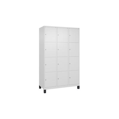 C+P Schließfachschränke Classic PLUS, Füßen, 12 Abteile, HxBxT 195x120x50cm, Zylinderschloss, Verkehrsweiß von PROREGAL Image