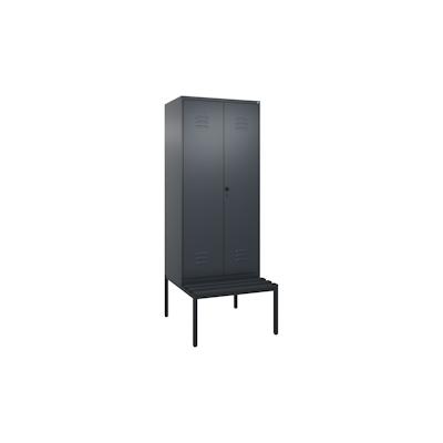 C+P Doppel-Spind Classic PLUS Kunststoff untergebaute Bank, 2 Abteile, HxBxT 212x80x82cm, Sicherheitsdrehriegel, Anthrazit von PROREGAL Image