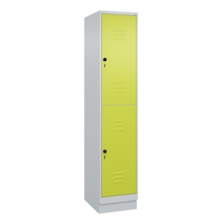 C+P Spind Classic PLUS, Sockel, 2 Abteile, HxBxT 195x40x50cm, Sicherheitsdrehriegel, Hellgrau/Clowngrün von PROREGAL Image