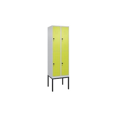 C+P Spind Classic PLUS, Gestell, 4 Abteile, HxBxT 212x60x50cm, Sicherheitsdrehriegel, Hellgrau/Viridingrün von PROREGAL Image