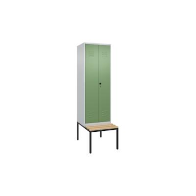 C+P Doppel-Spind Classic PLUS Buche untergebaute Bank 2 Abteile, HxBxT 212x60x82cm, Sicherheitsdrehriegel, Hellgrau/Resedagrün von PROREGAL Image