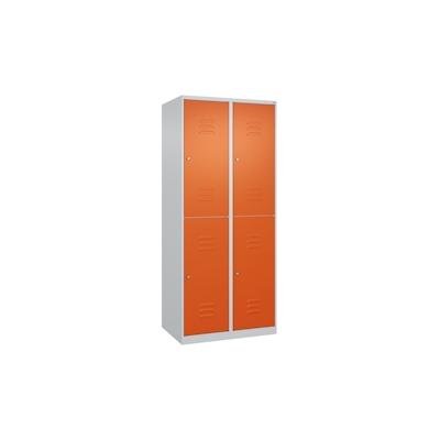 C+P Spind Classic PLUS, 4 Abteile, HxBxT 185x80x50cm, Zylinderschloss, Hellgrau/Reinorange von PROREGAL Image