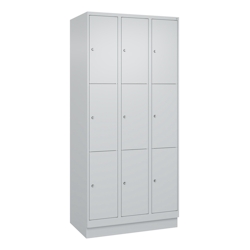 C+P Schließfachschränke Classic PLUS, Sockel, 9 Abteile, HxBxT 195x90x50cm, Zylinderschloss, Hellgrau/Hellgrau von PROREGAL Image