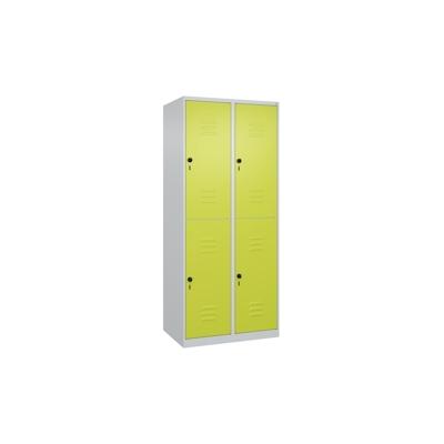 C+P Spind Classic PLUS, 4 Abteile, HxBxT 185x80x50cm, Sicherheitsdrehriegel, Hellgrau/Clowngrün von PROREGAL Image