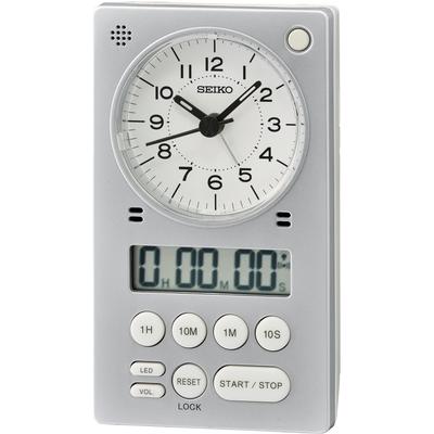 Quarzwecker SEIKO "QHE190S", silber (silberfarben), Wecker, Wecker, Digitalwecker, Beleuchtung, Stoppfunktion, Timer, Schlafzimmer Image