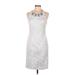 Teri Jon by Rickie Freeman Cocktail Dress - Sheath Scoop Neck Sleeveless: Silver Dresses - Women's Size 6