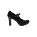 Chie Mihara Heels: Mary Jane Chunky Heel Casual Black Print Shoes - Women's Size 41 - Round Toe