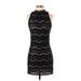 Love, Fire Casual Dress - Bodycon Mock Sleeveless: Black Print Dresses - Women's Size Small