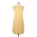 Old Navy Casual Dress - Shift Scoop Neck Short sleeves: Yellow Print Dresses - Women's Size Medium