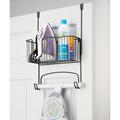 mDesign Metal Over Door Ironing Board Holder w/ Large Storage Basket Metal in Black | 20 H x 13.5 W x 7.1 D in | Wayfair 7861MDL