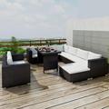 Ivy Bronx Patio Furniture Set Conversation Set Sectional Sofa w/ Table Rattan Synthetic Wicker/All - Weather Wicker/Wicker/Rattan in Black | Wayfair