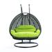 Bungalow Rose Samaira Wicker Hanging 2 person Egg Swing Chair Wicker/Rattan in Black | Wayfair 1B1C23FAD0C6456C9BC8D0C1C986C8B7