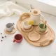 Jouets Montessori en Bois pour Bébé Maison de Jeu Service à Thé Tasse en Silicone Assiette