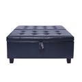 Latitude Run® Ciara 35.43" Wide Button Tufted Square Storage Ottoman Upholstered Lift Top Large Ottoman Coffee Table Faux in Black | Wayfair