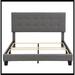 Red Barrel Studio® Upholstered Platform Bed w/ Tufted Headboard, Box Spring Needed, Linen Fabric Upholstered in Gray | Wayfair