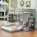 Jaretsi Twin over Full 4 Drawer L-Shaped Bunk Bed w/ Shelves by Harriet Bee, Wood in Gray | 65 H x 77 W x 94 D in | Wayfair