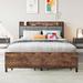 17 Stories Wat Metal Platform Bed Wood & /Upholstered/Metal & /Metal/Linen in Black/Brown | 38.78 H x 54.48 W x 81.18 D in | Wayfair