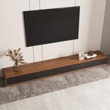 Latitude Run® Xhevat Modern TV Stand, Solid Wood Media Console w/ 4 Drawers, Fully Assembled in Black | 8.66" H x 78.74" W x 15.74" D | Wayfair