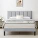 Wade Logan® Auxter 47.63" Steel Bed Frame w/ Adjustable Upholstered Headboard, No Box Spring Needed Metal in Gray | Full/Double | Wayfair