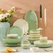 Everly Quinn Thackeray Ceramics Dinnerware Set - Service for 6 in Green/White | Wayfair 1A1C890A1BFE42EC81984458D683A69F