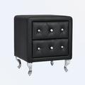 Rosdorf Park Hisami 2 - Drawer Nightstand in Black Wood/Upholstered in Black/Brown | 23.4 H x 19.9 W x 17.9 D in | Wayfair