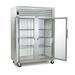 Traulsen G21011 Dealer's Choice 52" 2 Section Reach In Refrigerator, (2) Left/Right Hinge Glass Doors, 115v, Silver