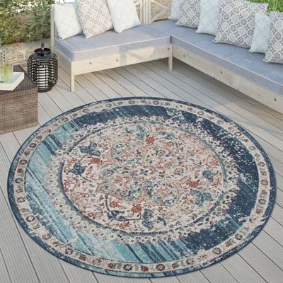 Paco Home - Outdoor Teppich Rund, Balkon Wohnzimmer Küchenteppich Vintage Orientalisch Modern Image