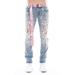 Rocker Belted Distressed Stretch Slim Straight Leg Jeans