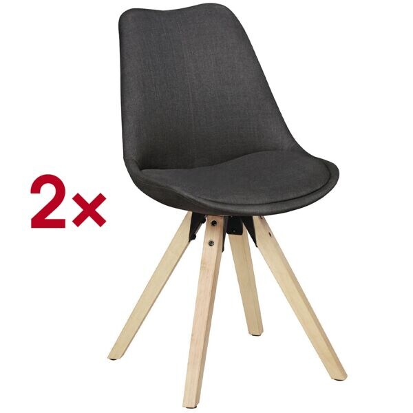 Wohnling 2er-Set Esszimmerstühle »Lima« Stoffbezug anthrazit grau, 49x51x52 cm