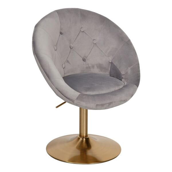 Wohnling Besuchersessel / Clubsessel Samt drehbar Grau, 67x100x62 cm