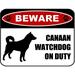 LED Light Up Red Flashing Blinking Attention Grabbing Laminated Dog Sign Beware Canaan Watchdog on Duty (Silhouette) Yard Fence Gate