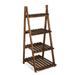 Fionafurn 4-Tier 40 Ladder Shelf Bookshelf Bookcase Storage Display Plant Leaning Shelf Brown