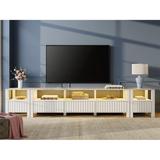 WAMPAT Modern TV Stand for TVs Up to 115 Inch, Vintage Grey Entertainment Center TV Console Table, Wood TV Console