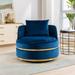 360 Degree Swivel Accent Chair Velvet Modern Upholstered Barrel Chair Over-Sized Soft Chair with Seat Cushion for Living Room