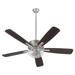 5 Blade Ceiling Fan with Light Kit-17.25 inches Tall and 52 inches Wide-Satin Nickel Finish-Silver/Walnut Blade Color-Clear Seeded Glass Color Bailey