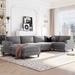 Modern 98" L-Shaped Sectional Sofa w/Ottoman Polyester Modular Corner Sectional Sofa w/Removable Cushions for Living Room