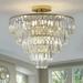 Gold Crystal Chandeliers 5-Tier Round Semi Flush Mount Chandelier Light Fixture Large Contemporary Luxury Ceiling Lighting for Living Room Dining Room Bedroom Hallway