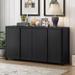 Modern Buffet Sideboard Storage Cabinet with 4 Doors and Adjustable Shelves, Unique Design Side Table
