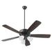 5 Blade Ceiling Fan with Light Kit-18.25 inches Tall and 52 inches Wide-Matte Black Finish-Matte Black/Walnut Blade Color-Satin Opal Glass Color