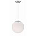 1 Light Pendant in Contemporary Style-12.8 inches Tall and 11.88 inches Wide-Chrome Finish-Frost White Glass Color Bailey Street Home 139-Bel-4926665