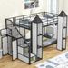 White+Black 2-color Mix Metal Twin over Twin Castle-shaped Bunk Bed with 2 Wardrobes and Multiple Storage