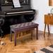Piano Bench, Duet Piano Chair with Faux Leather Padded Cushion and Wooden Frame, Button Tufted Keyboard Bench, Brown