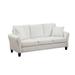 Living Room 3-seat Sofa Velvet Straight Row Sectional Loveseat Sofa Modern Round Arms Accent Loveseat Couch w/ 2 Pillows, White
